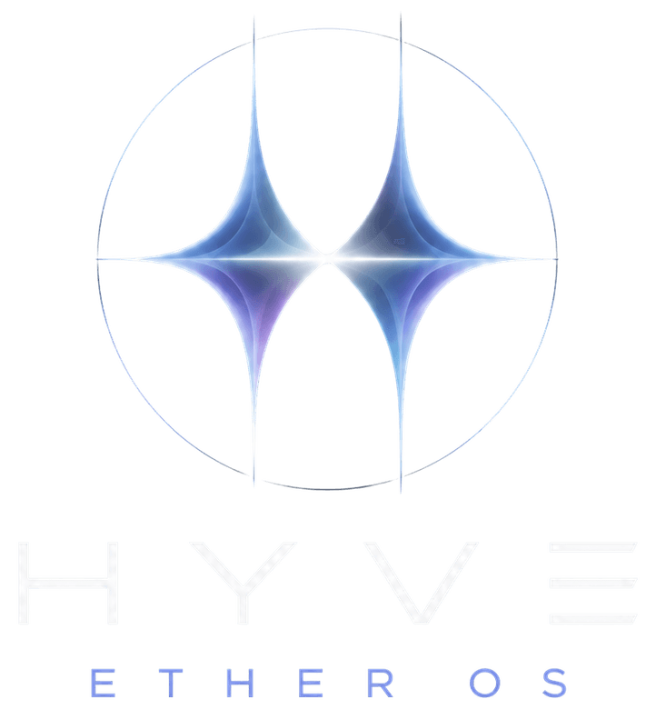 HYVE Ether OS — iridescent star mark over the HYVE ETHER OS wordmark